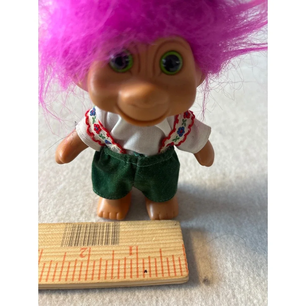 Vintage Troll Doll Purple‎ Hair Green Hat Outfit Collectible Toy
